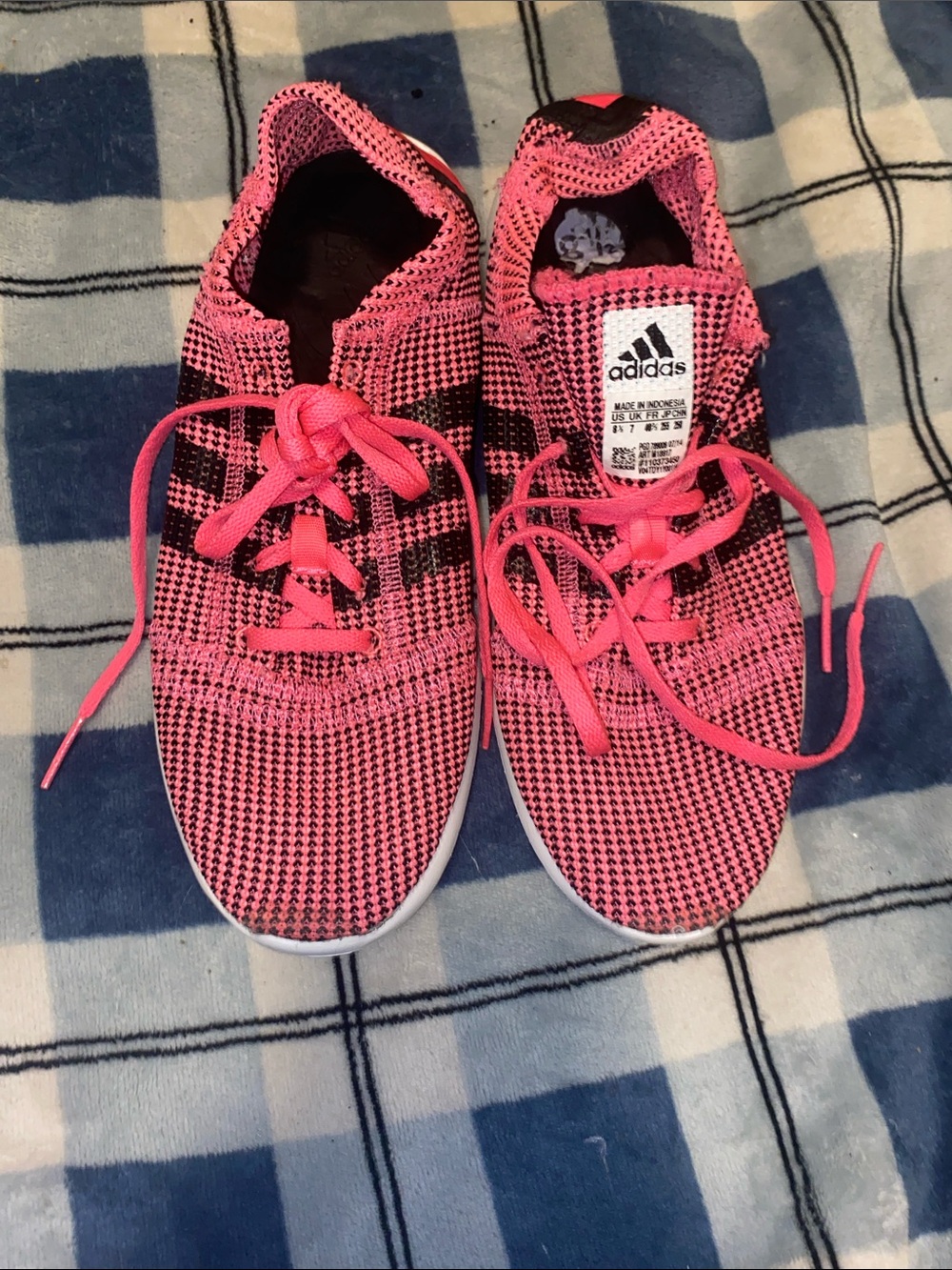adidas Pink and Black Knit Athletic Sneakers